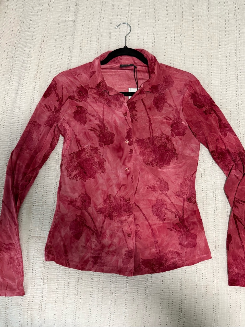 Desigual Rose-Red Floral Button-Down Blouse